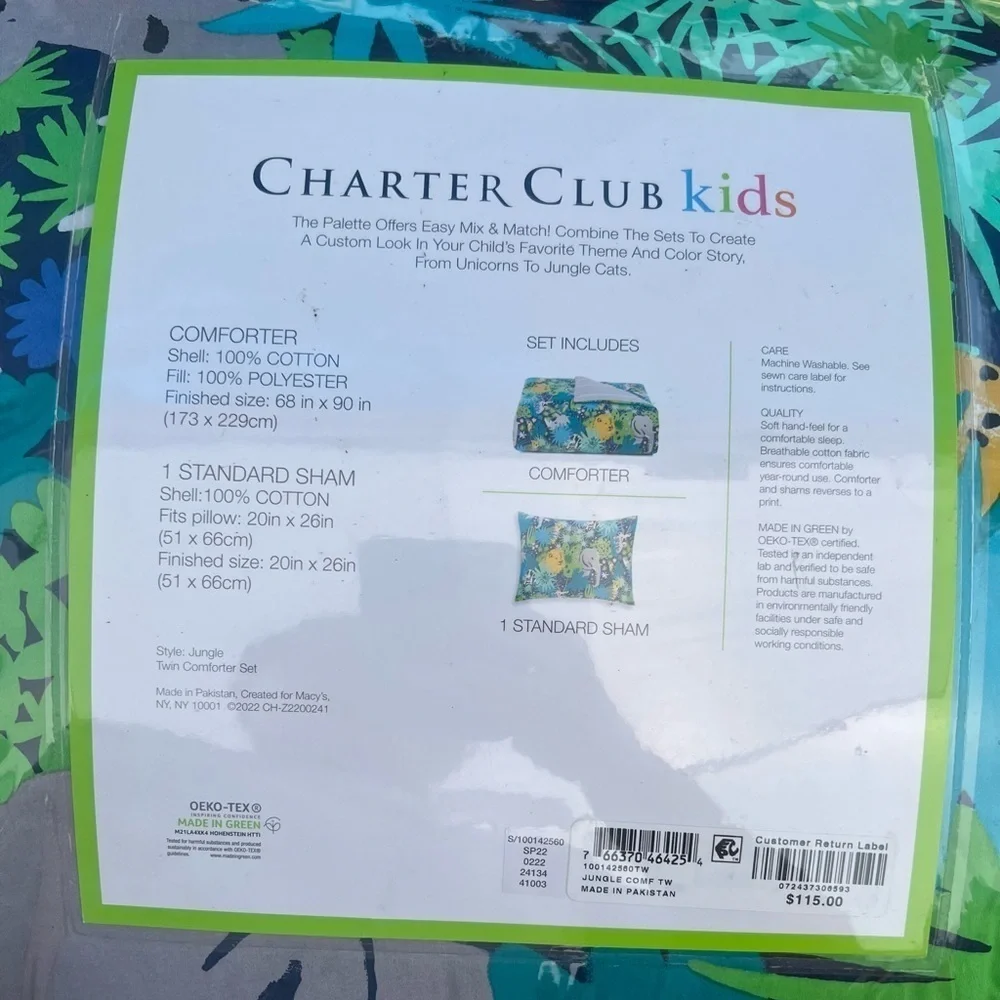 Charter Club Jungle Comforter Twin/ Twin XL Size Comforter Set ⭐️For Boys